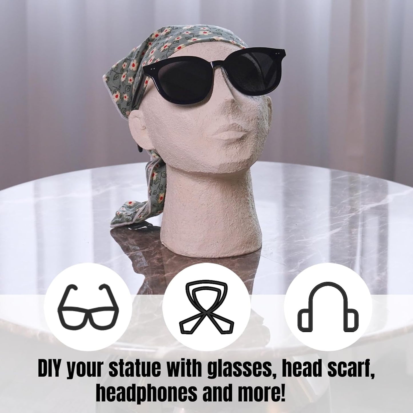 Resin Thinker Human Head Statue Shelf Decorations Bust Statues