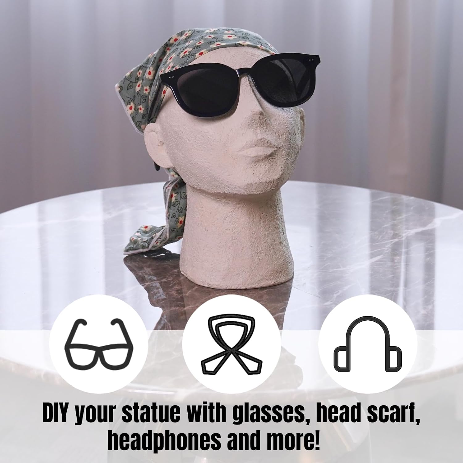 Resin Thinker Human Head Statue Shelf Decorations Bust Statues