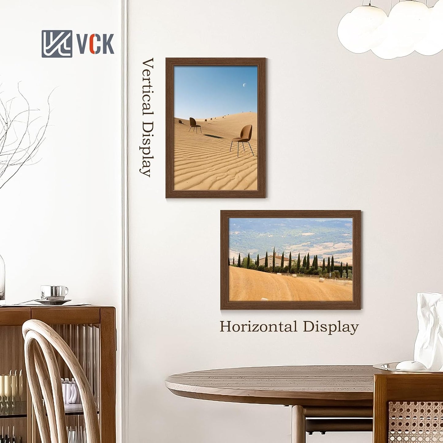 VCK 13x19 Picture Frame Brown 4 Pack, Wide Thick Wood Border, for Prints | Exclusive Woodgrain, Wall Hanging, HD