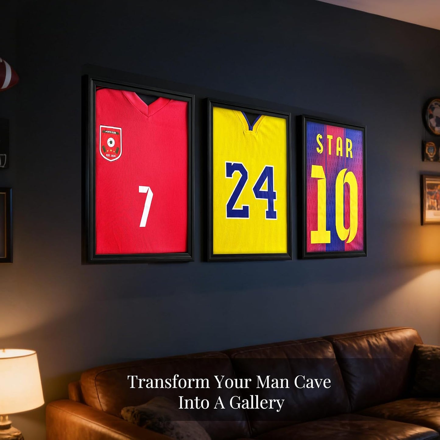 2 Pack Jersey Frame Display Case, Pine Wood Jersey Shadow Box | Solid Pine Wood Frame, 2-Pack Value, For Hockey Soccer