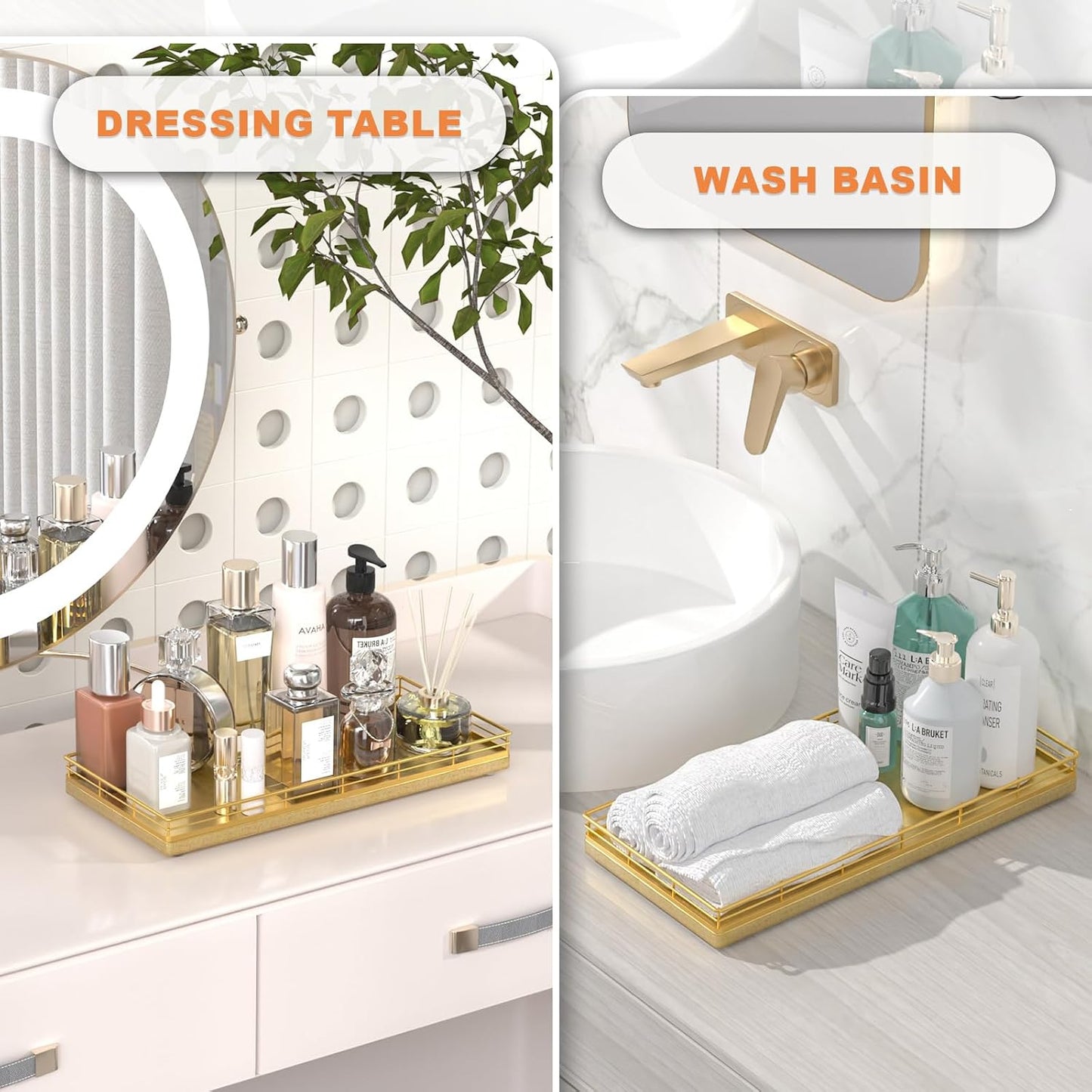 13" Wood Toilet Paper Storage Basket Back of Toilet Basket Organizer / All Golden / 13 x 6.5 x 1.5