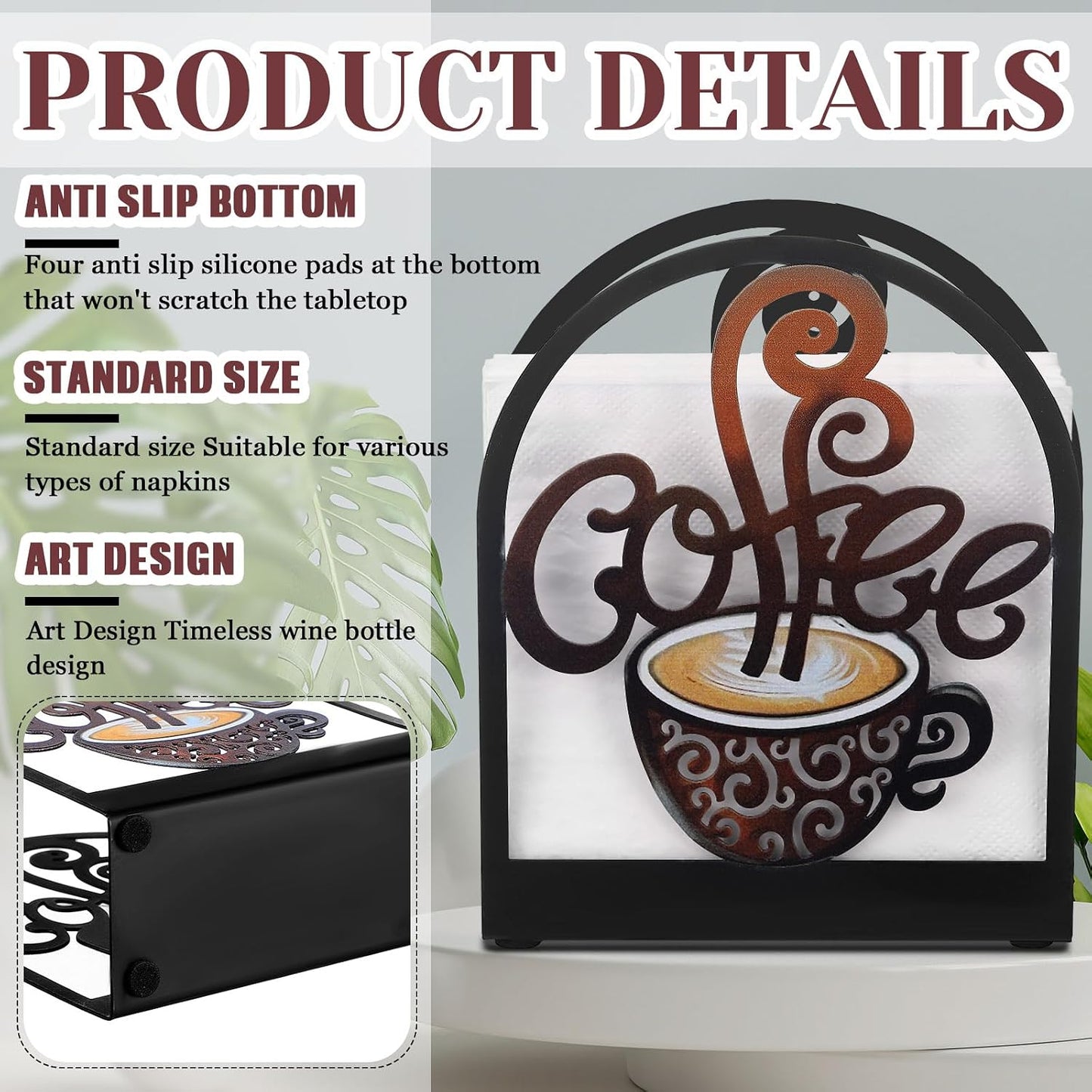 Coffee Metal Napkin Holder Kitchen Decorative Paper Towel Stand Small Napkins Holder for Coffee Bar