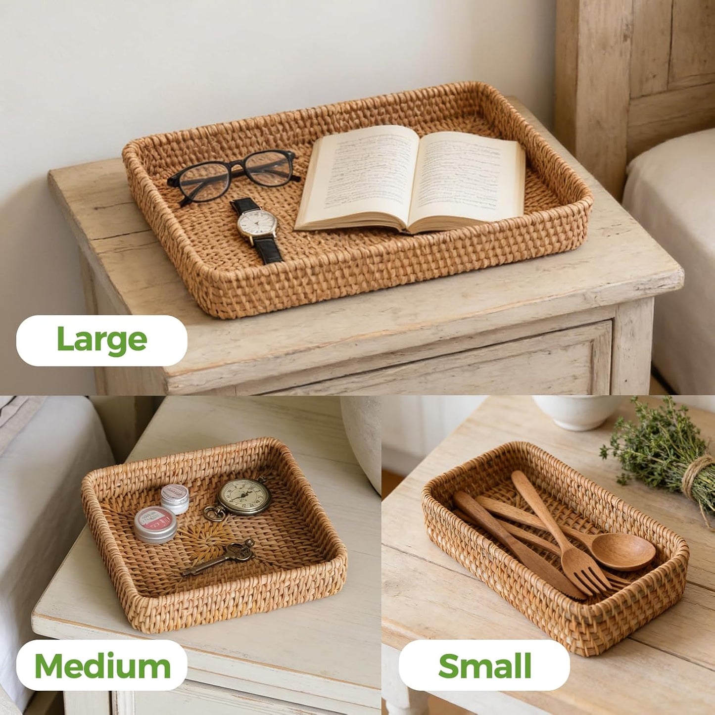 Rattan Serving Tray / Natural / Set of 3