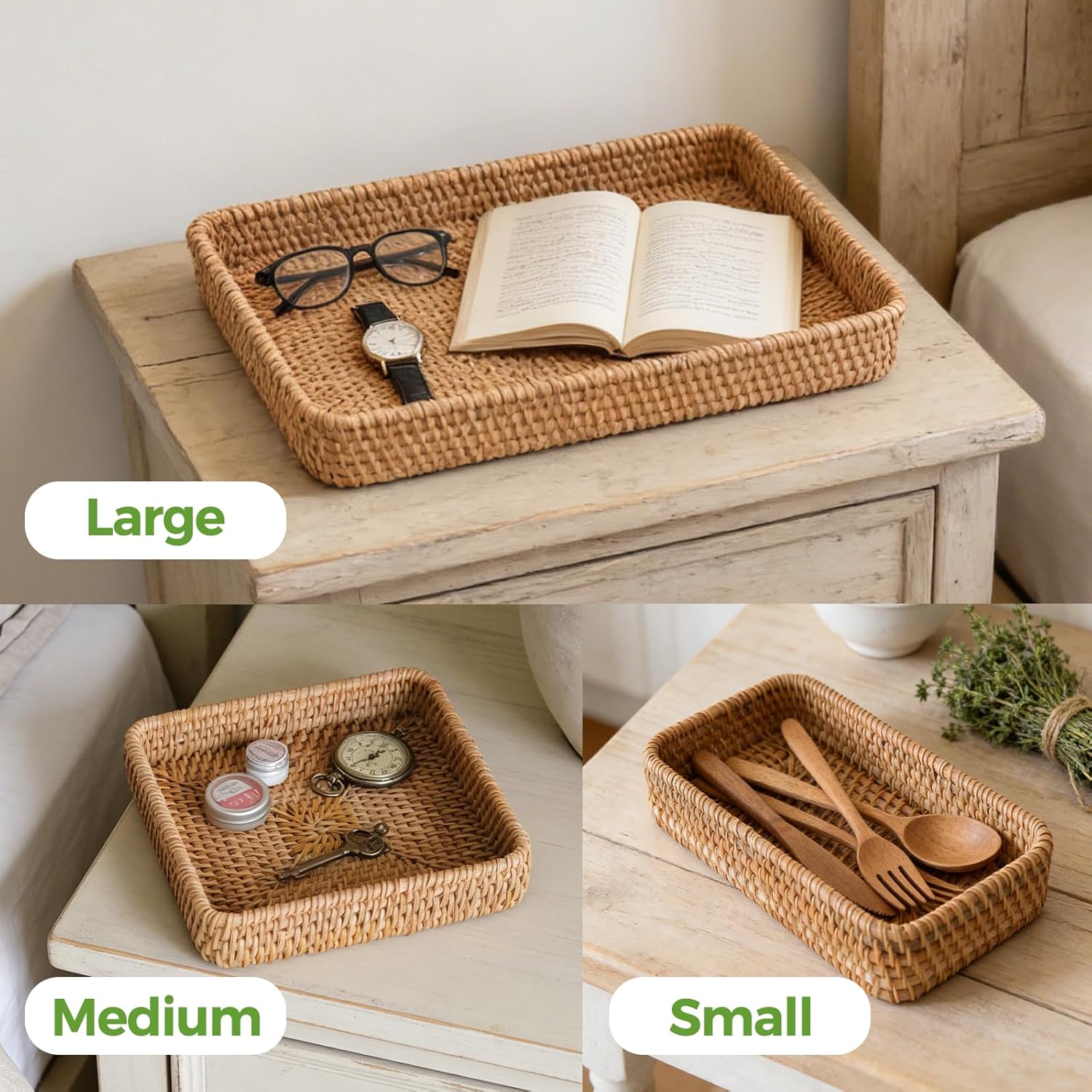 Rattan Serving Tray / Natural / Set of 3