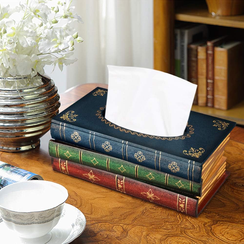 Wood Box Rustic Tissue Holder / Blue