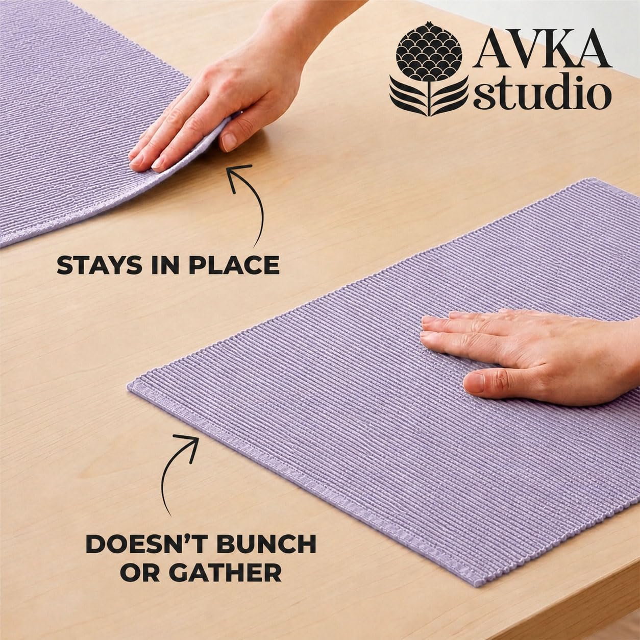 100% Cotton Ribbed Placemats - Set of 8-13 x 19 Inches - Purple - Everyday Cloth Table Mats - Thick Construction