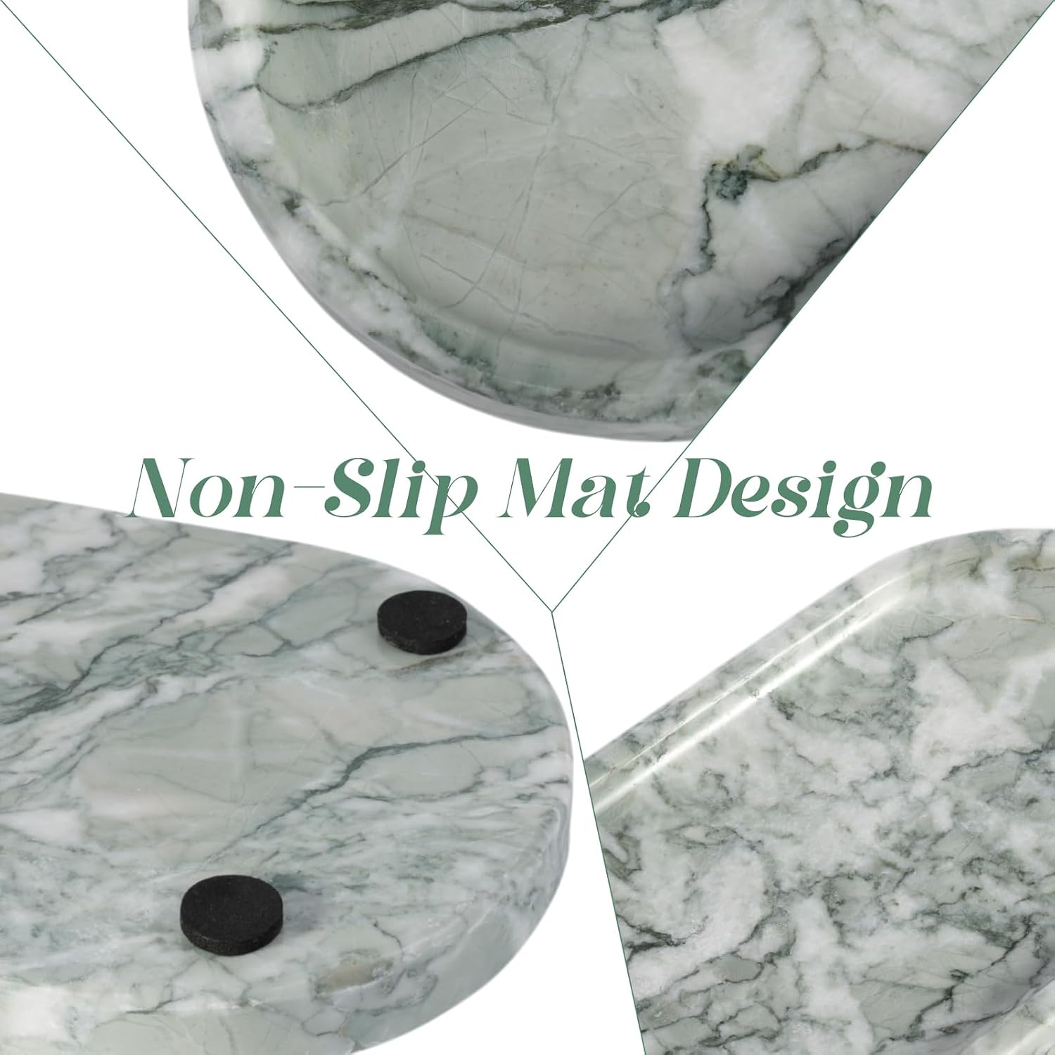 Natural Marble Decorative Tray / Light Green / 10 x 5 x 0.7