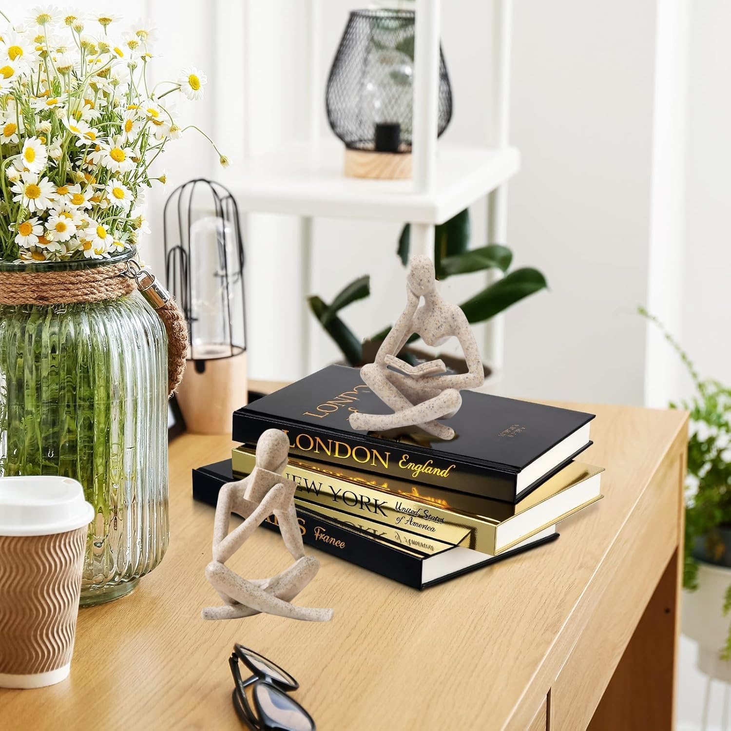 Modern Aesthetic Figurine Decoration Status / Sandstone / Set of 2