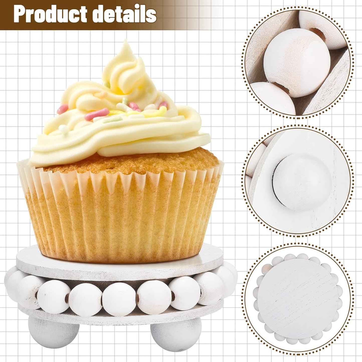 Wooden Risers for Displays Round Wood Riser Distressed Wood Risers / White / 3.94 Inch / Set of 2