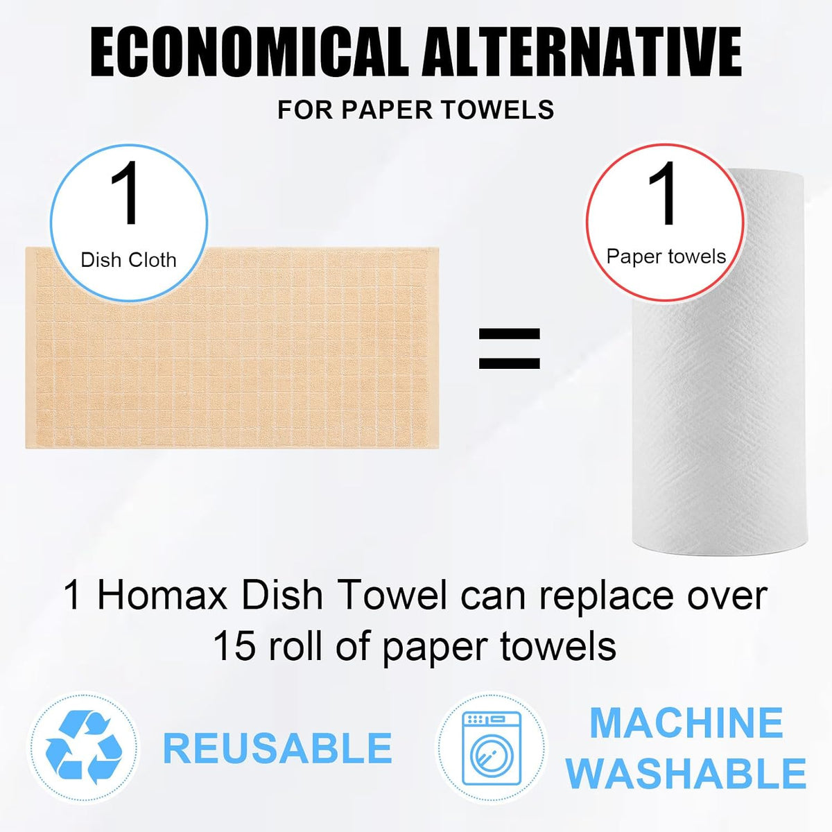 Homaxy 100% Cotton Terry Kitchen Towels, 6 Pack, Apricot | Ultra Soft and Absorbent Dish Towels for Kitchen, Suitable