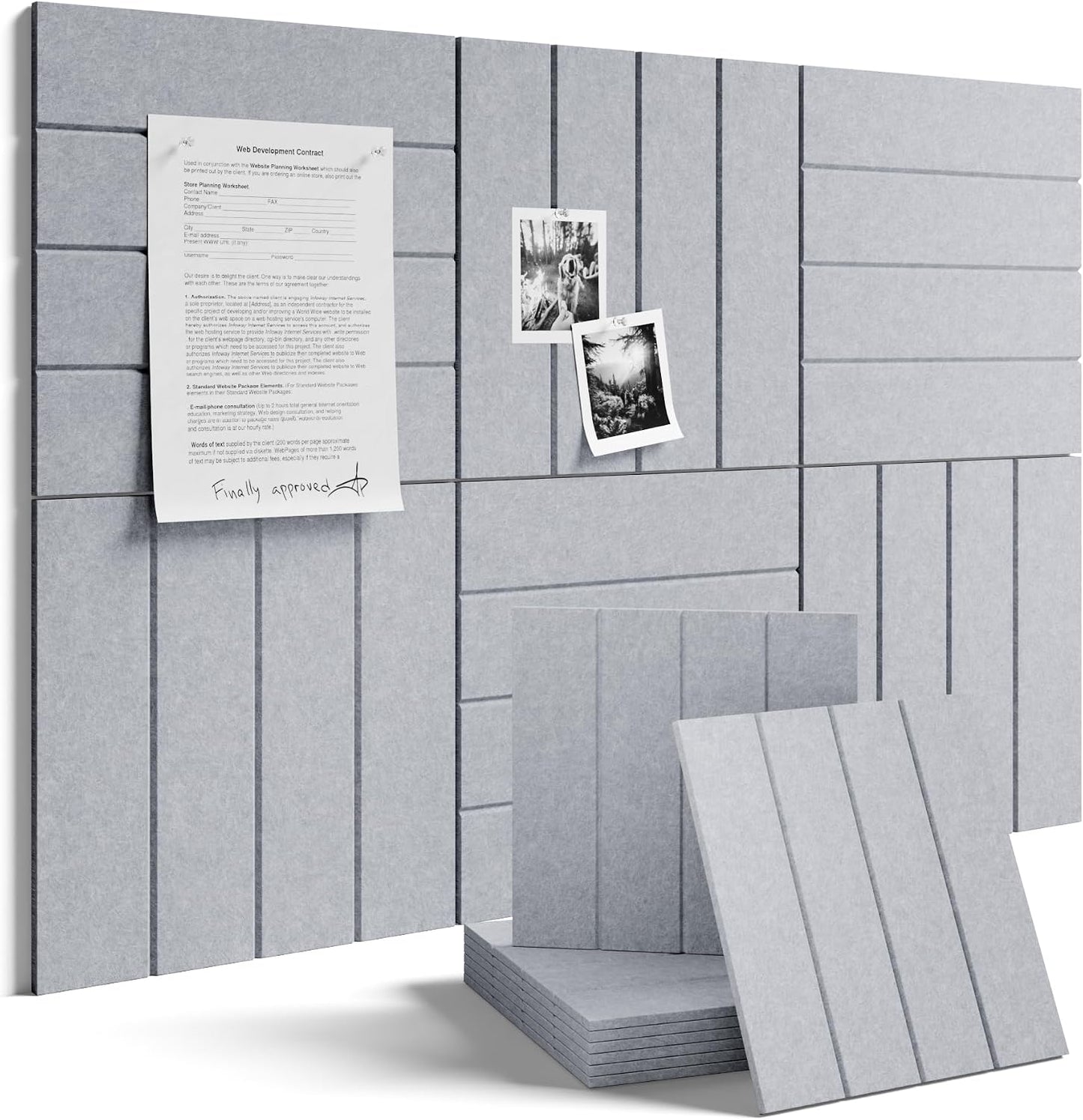 Fluxynara 36" x 24" Large Felt Bulletin Board, Soft Gray