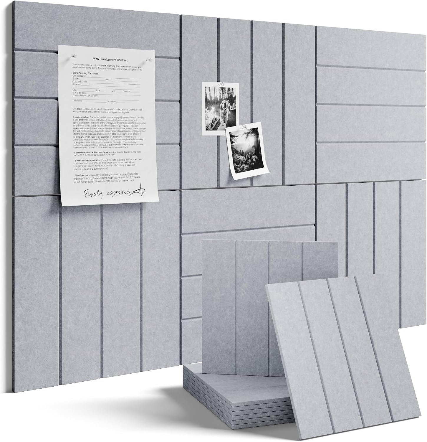 Fluxynara 36" x 24" Large Felt Bulletin Board, Soft Gray