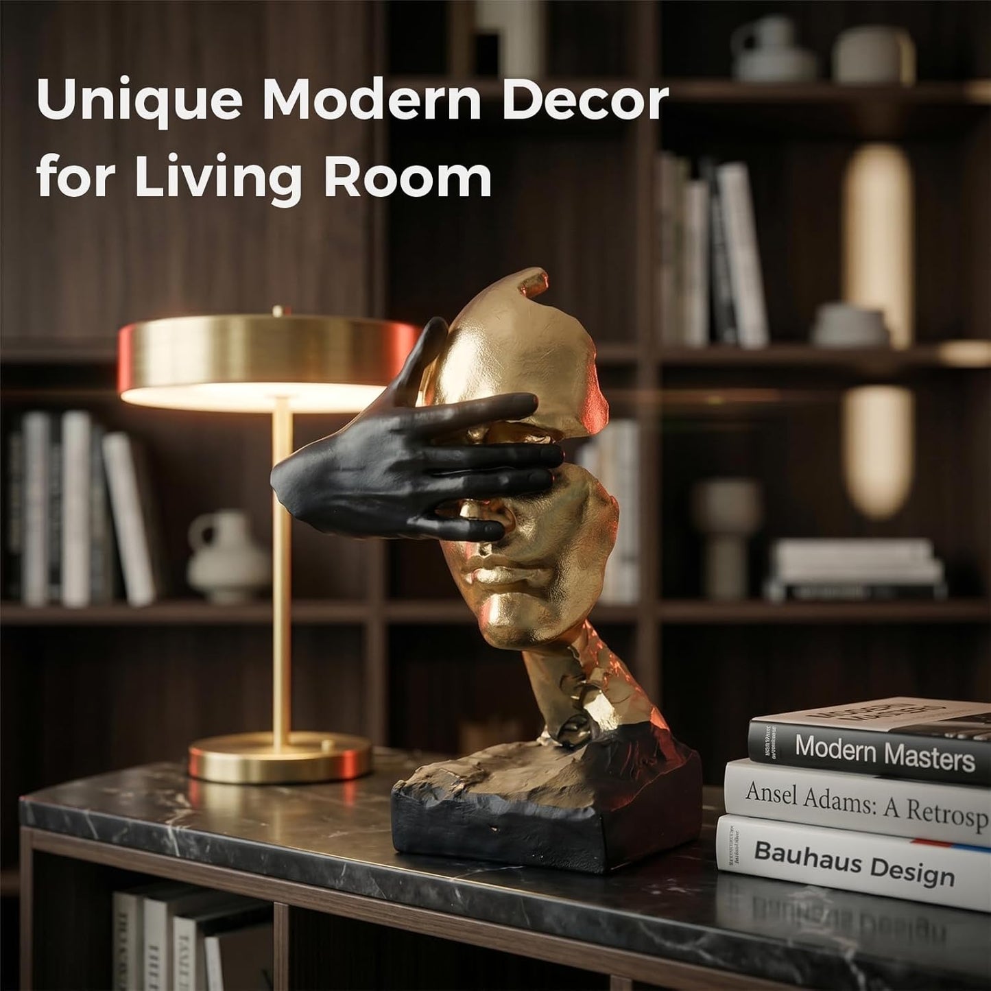 Abstract Sculpture Home Decor Accents Thinker Statue Decor / Gold Face Blindfolded