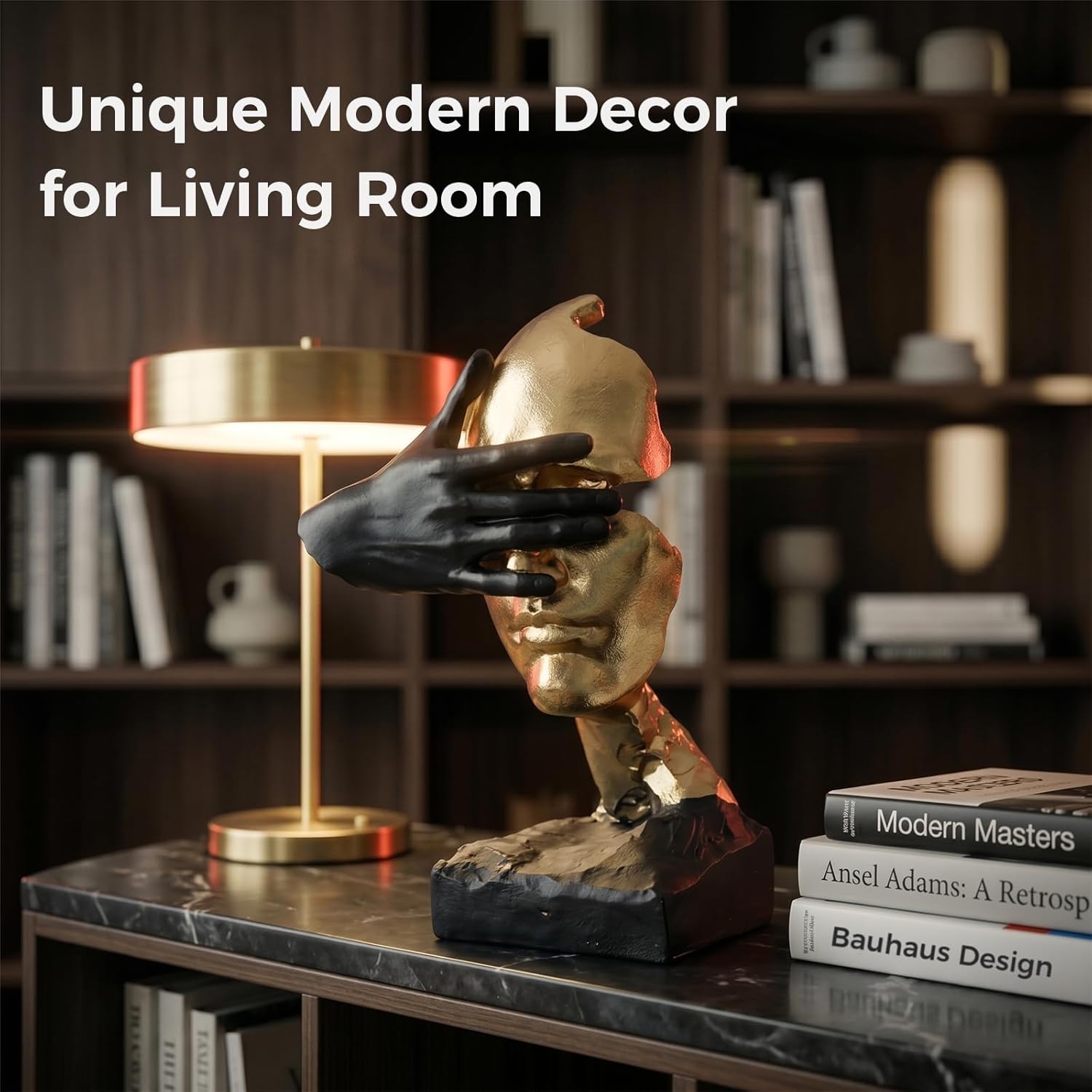 Abstract Sculpture Home Decor Accents Thinker Statue Decor / Gold Face Blindfolded