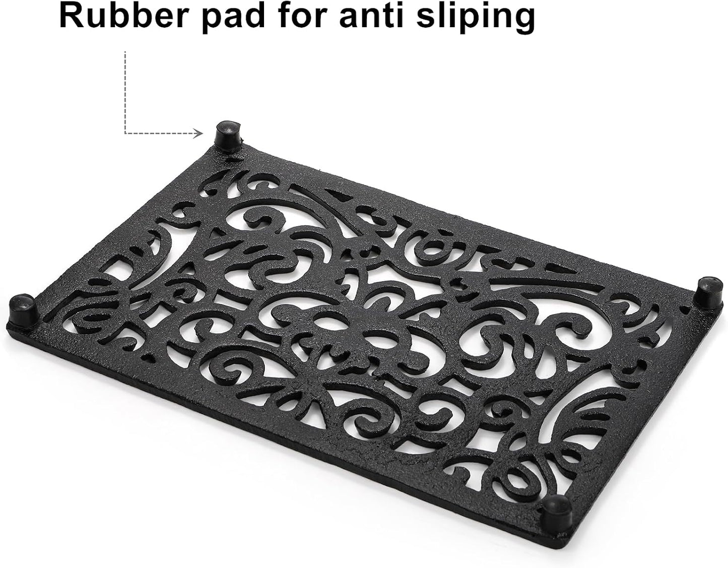 Yopay 2 Pack Cast Iron Trivet for Hot Pots and Pans, Heat Resident Rectangle Trivet Stands Holders for Wood Stove