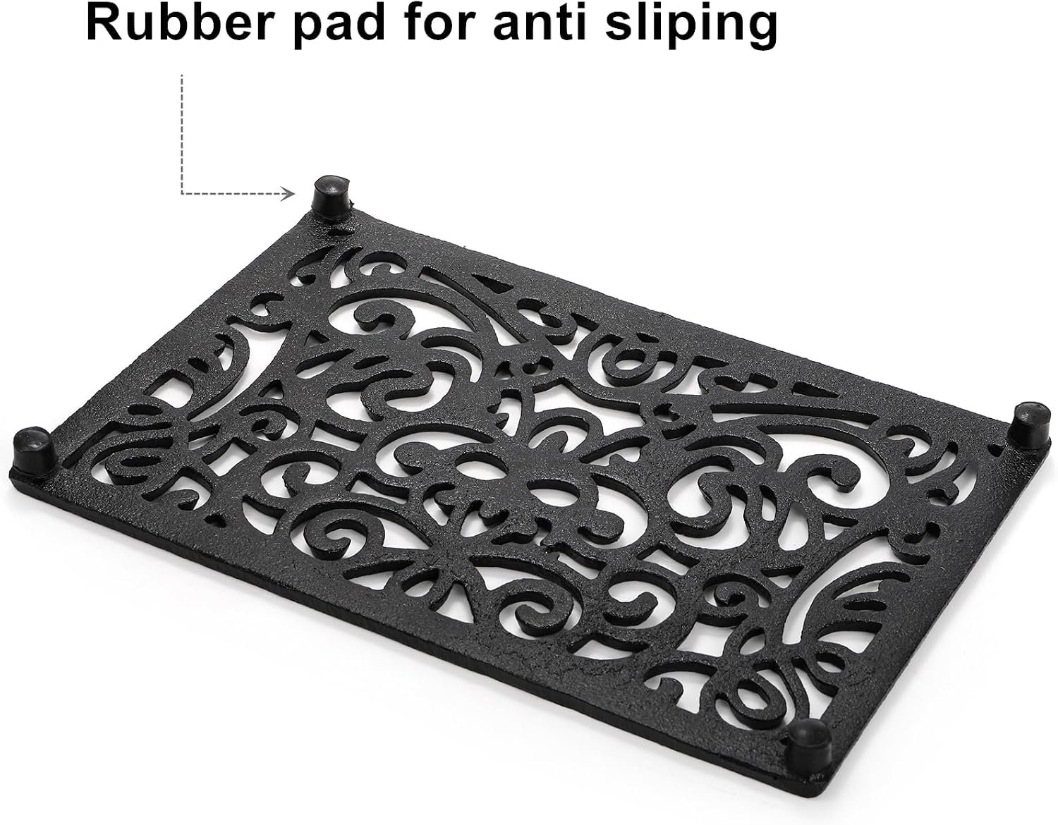 Yopay 2 Pack Cast Iron Trivet for Hot Pots and Pans, Heat Resident Rectangle Trivet Stands Holders for Wood Stove