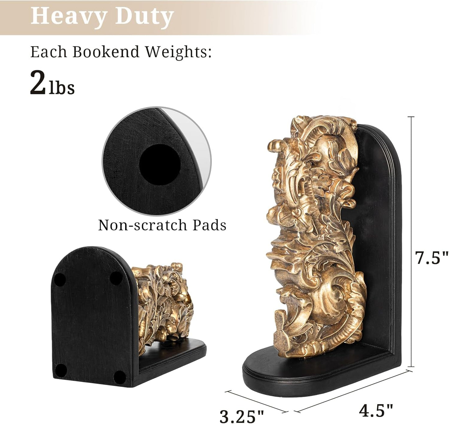 Vintage Heavy Duty Bookends / Bronze Gold & Black