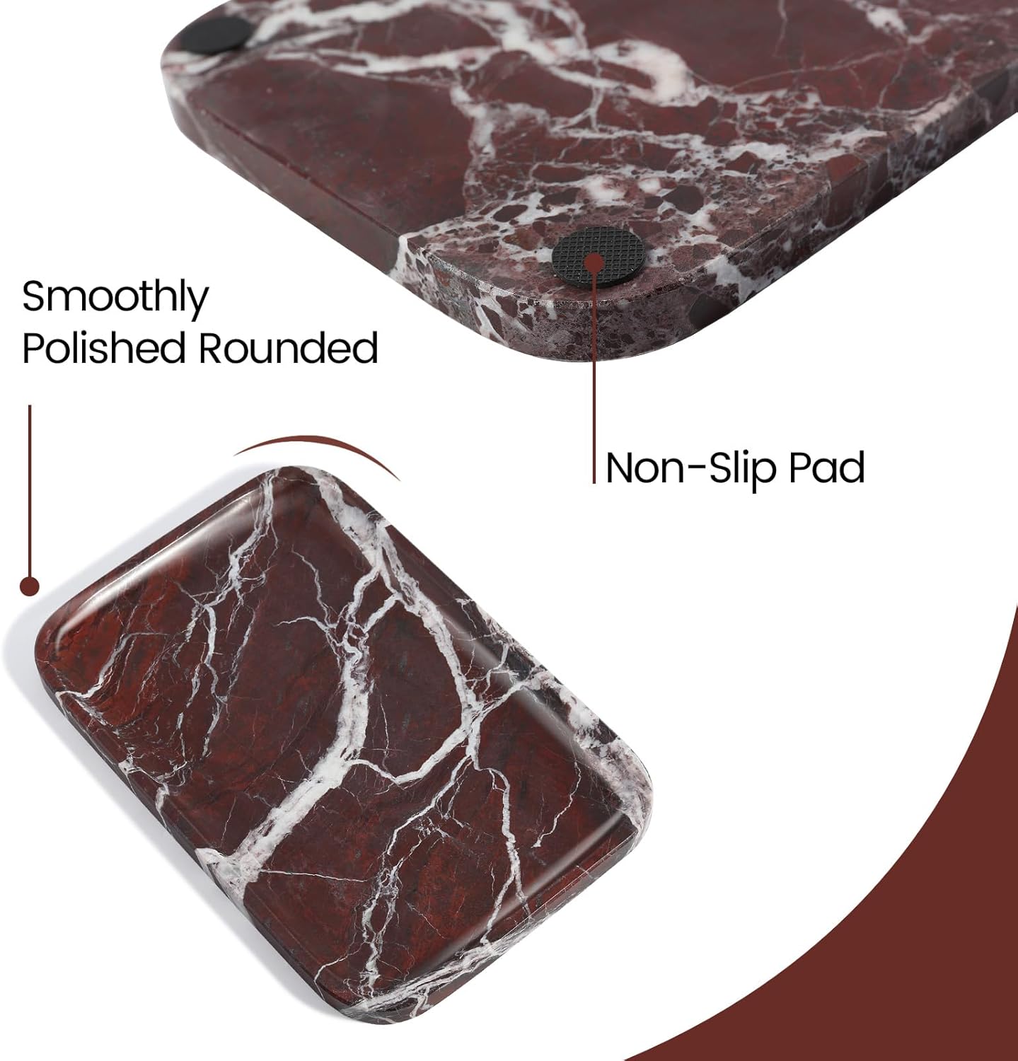 Marble Vanity Tray / Rose Red / 11.8 Inch