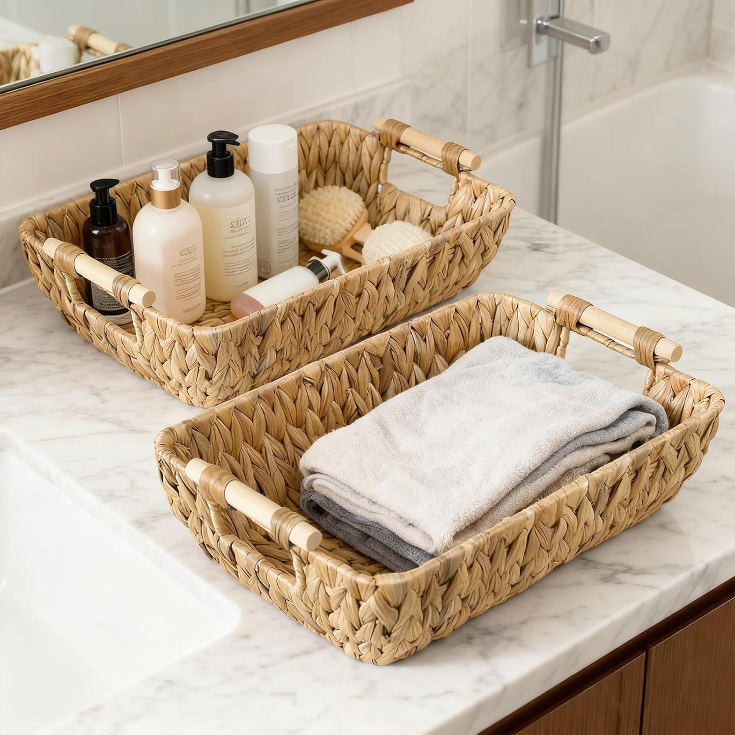 Wicker Storage Baskets / Natural-2pc / Set of 2