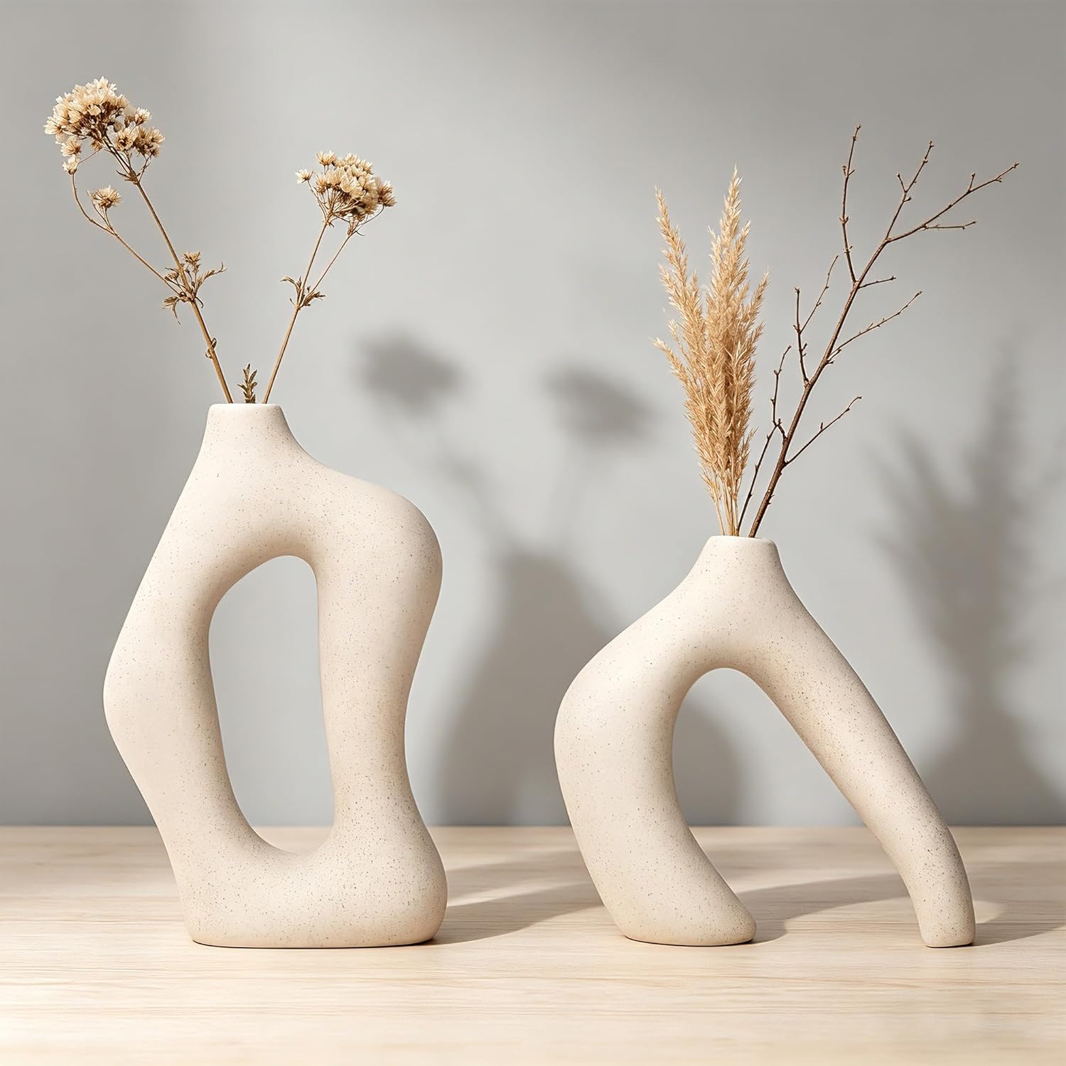 Ceramic Vases / Nordic Minimalist Modern Decor / White / Set of 2