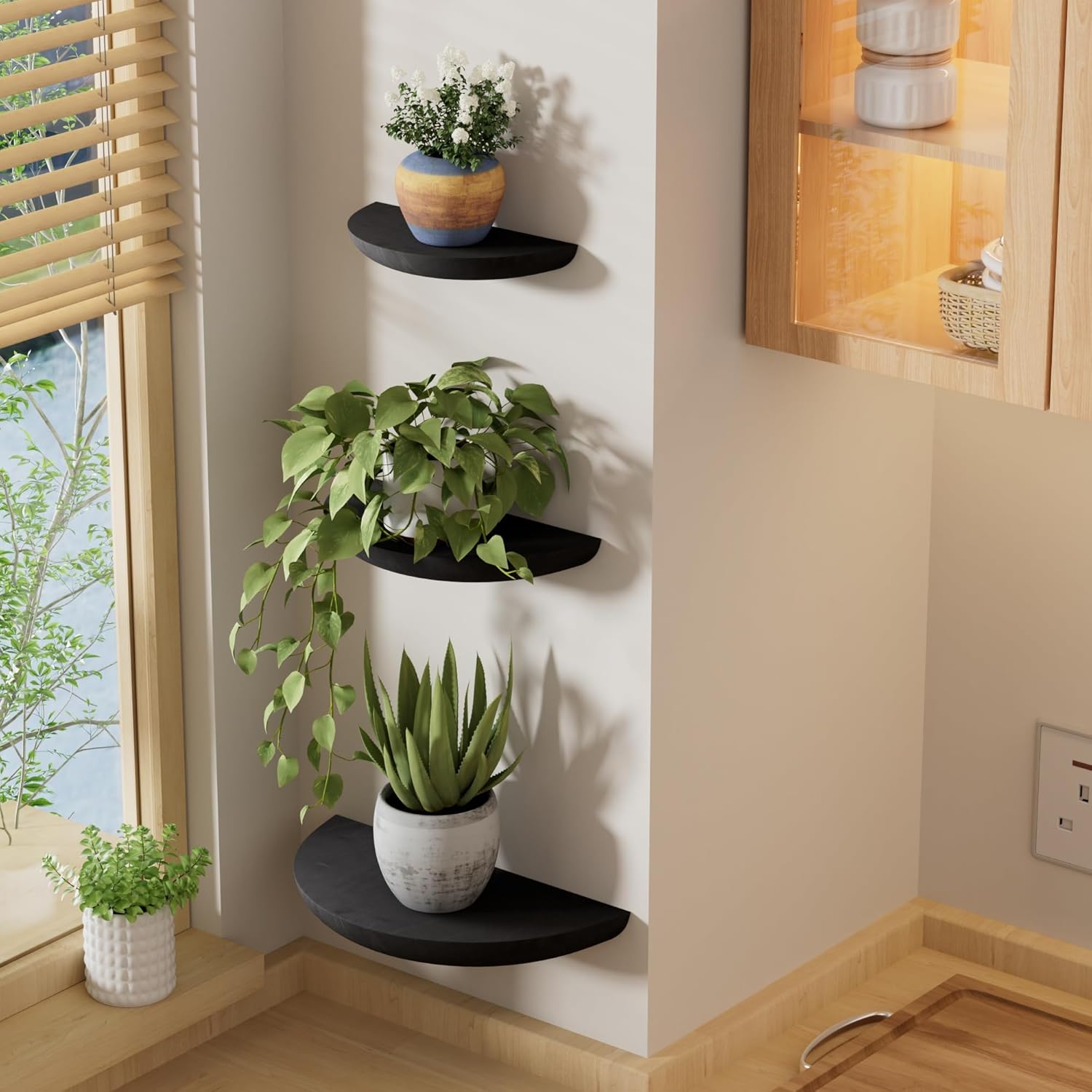 Elegant Floating Shelves / Black / Lron Bracket