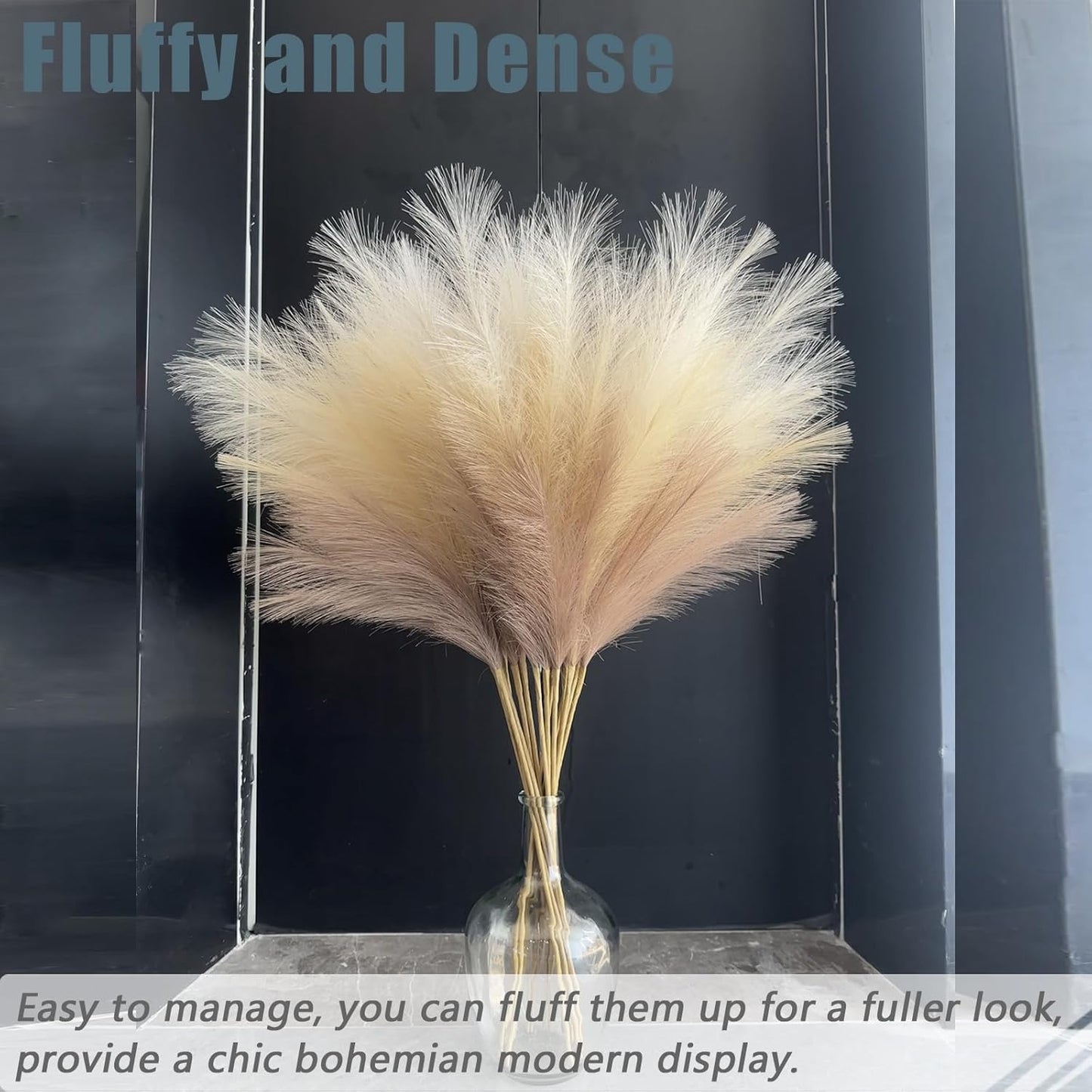 Tall Pampas Grass for Floor Vase / Beige & Coffee & Brown