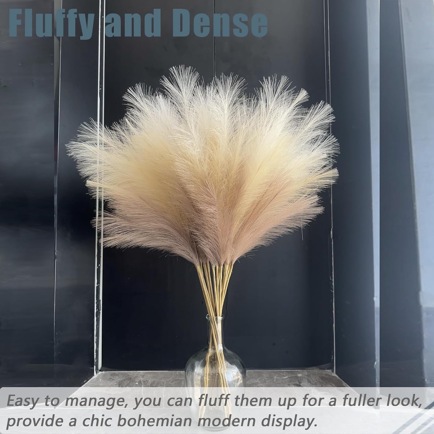 Tall Pampas Grass for Floor Vase / Beige & Coffee & Brown