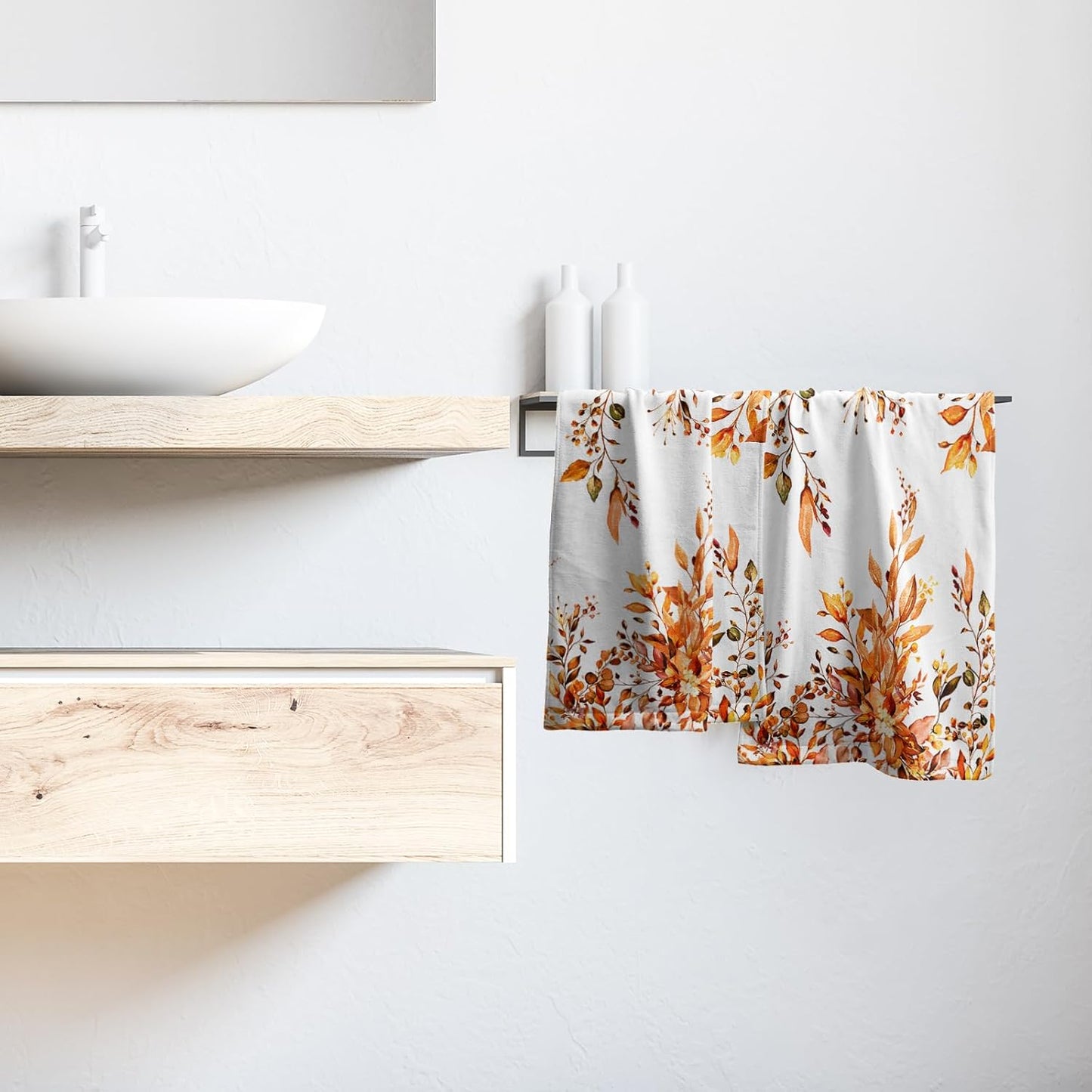 Giwawa Orange Eucalyptus Hand Towels Set of 2 Sage Leaves Soft Absorbent Small Bath Towel Kitchen Dish Guest Towel for