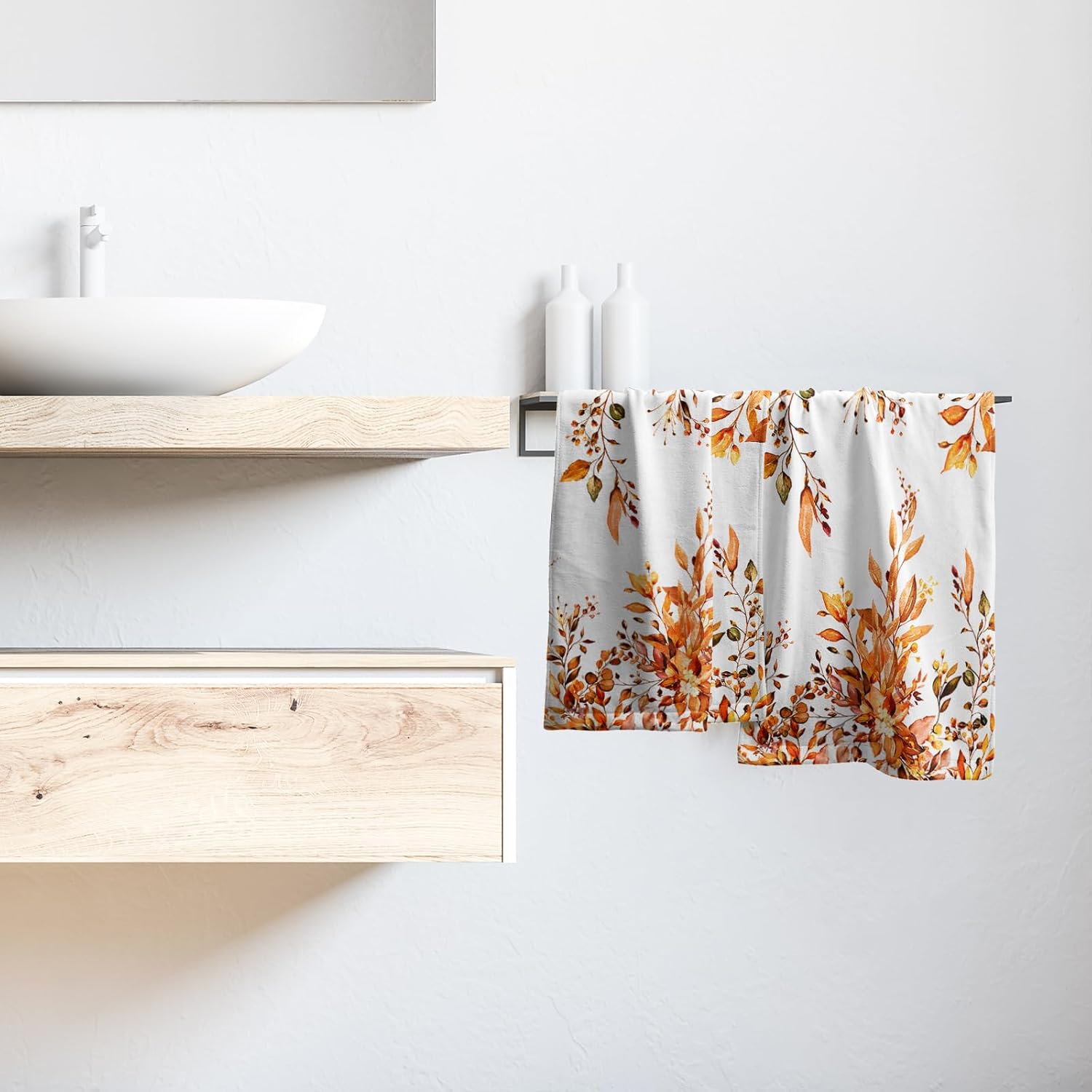 Giwawa Orange Eucalyptus Hand Towels Set of 2 Sage Leaves Soft Absorbent Small Bath Towel Kitchen Dish Guest Towel for