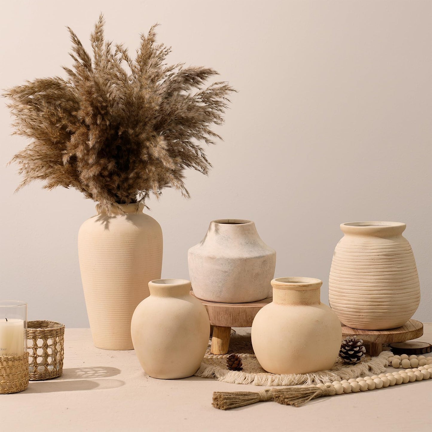 Rustic Farmhouse Vase / 102-rustic / White / 5.9 Inch