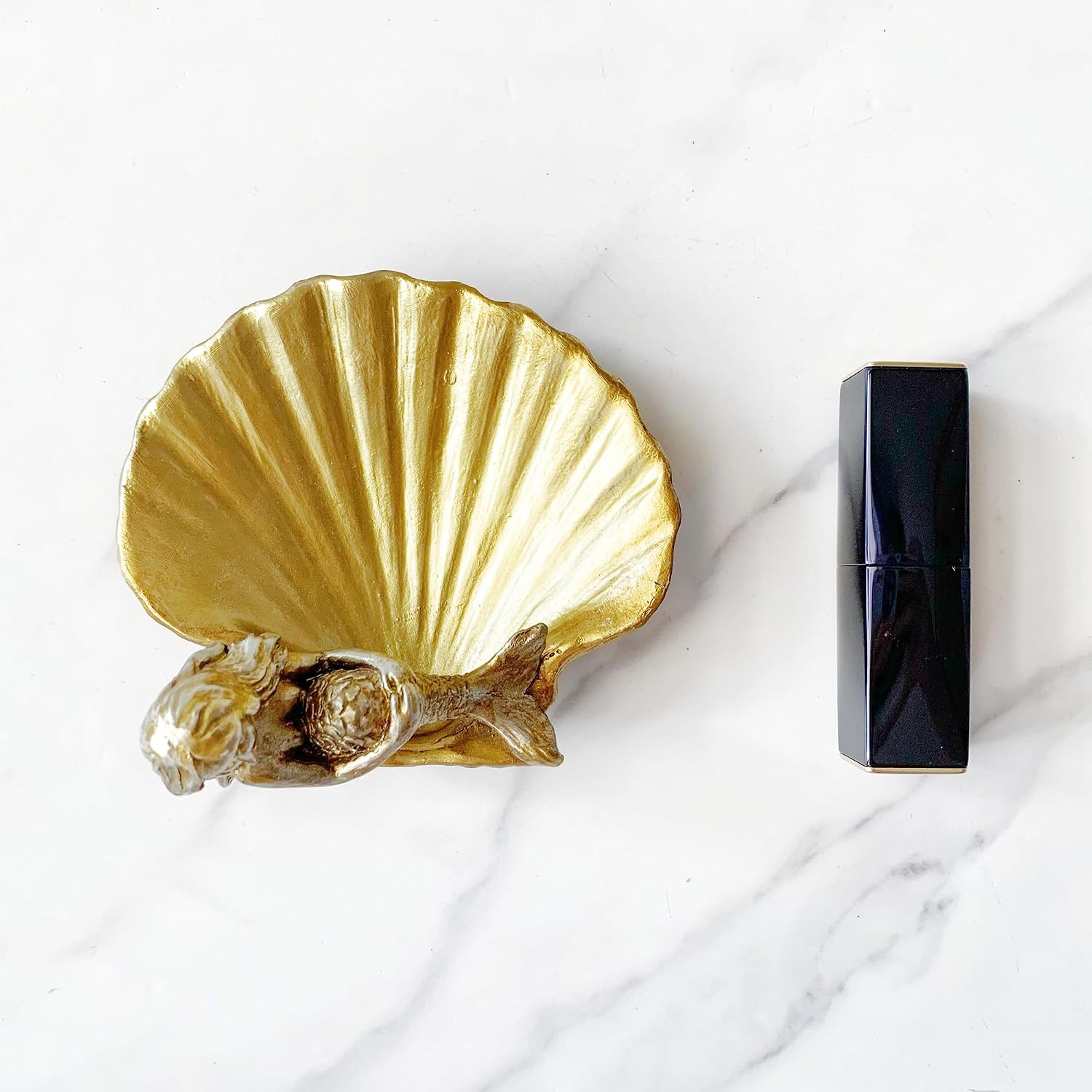 Golden Mermaid Shell Statue Home / Small Mermaid