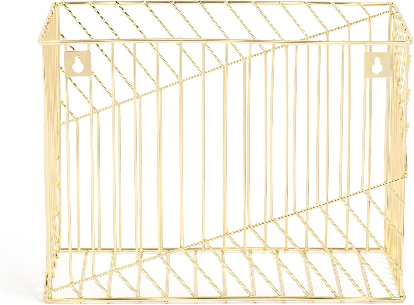 U Brands Wire Metal Hanging File Organizer, Letter Size, Gold Finish