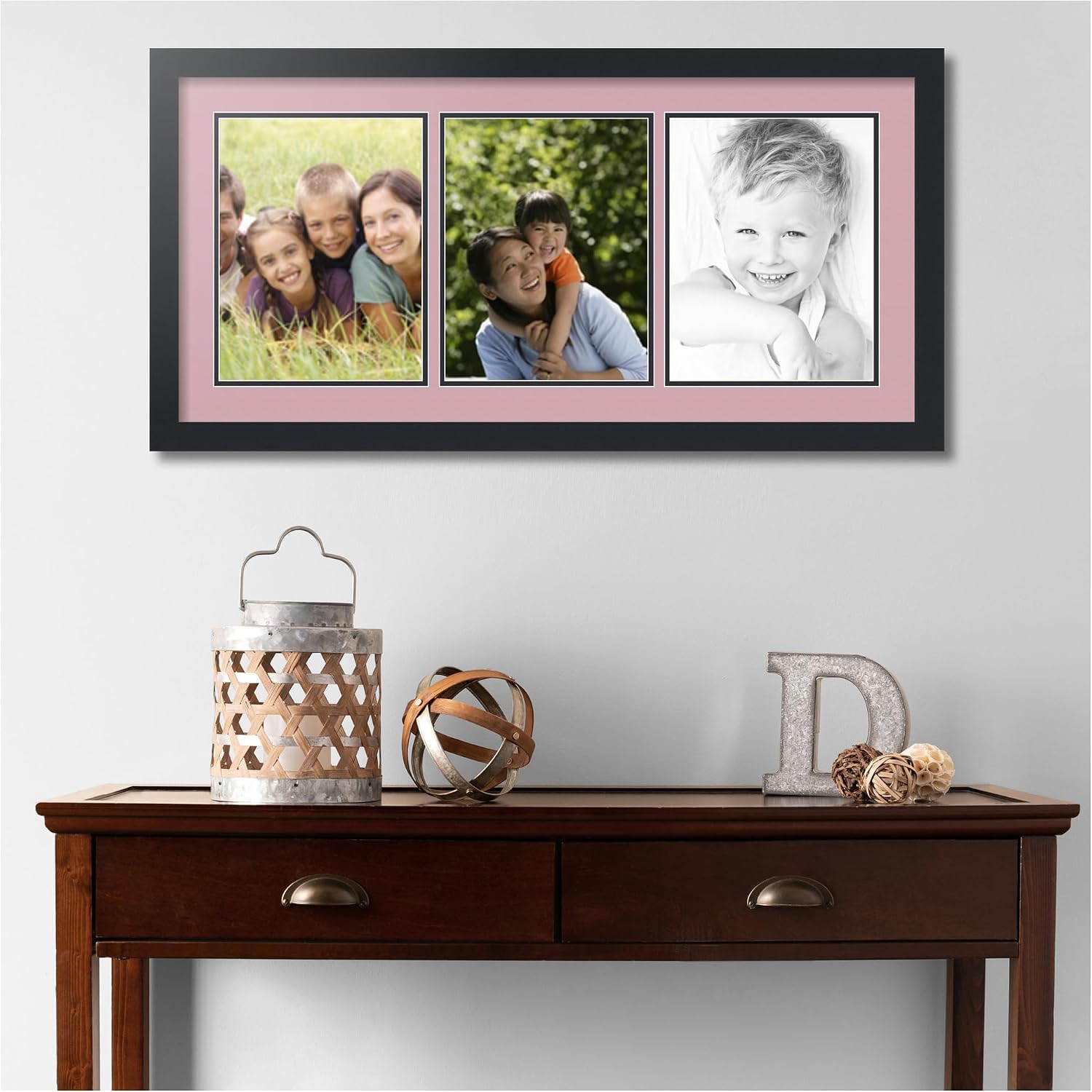 ArtToFrames Collage Picture Frame 3 Opening 3-8.5x11 Photo Frame | Made in USA | Black Frame Seashell and Black Mats