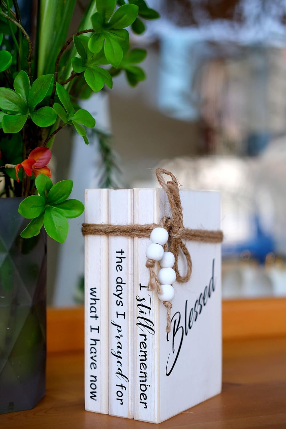 Wooden Decorative Books Stack / Prayed