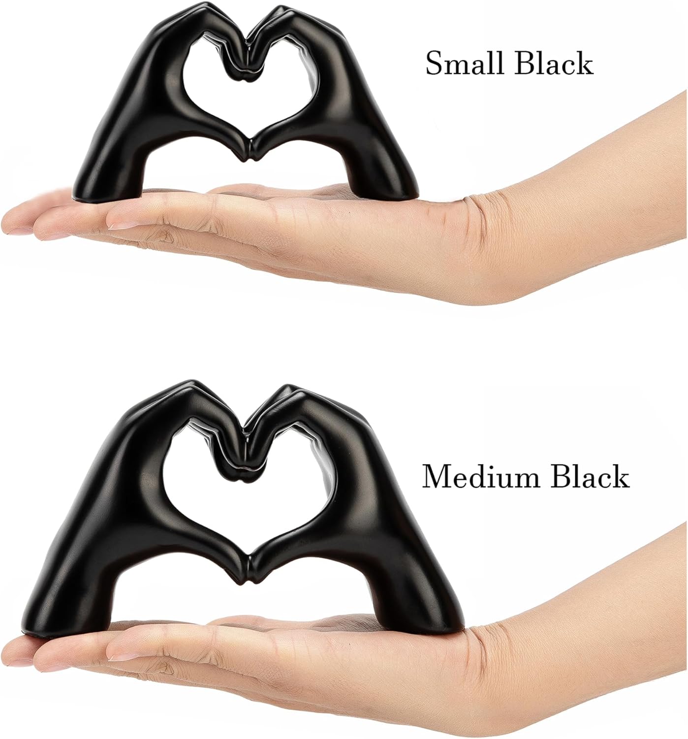 Heart Hands Statues Hand Love Sculpture Decorative Home Decor Ornaments / Black / Small