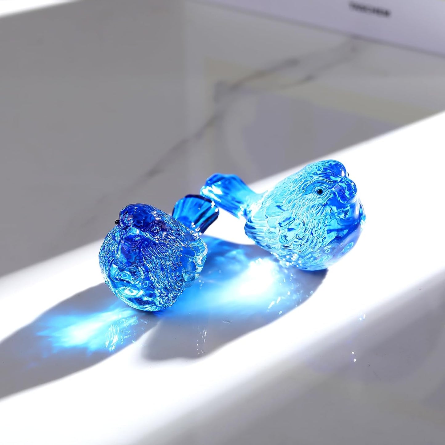 Crystal Birds Gifts for Women Men Bird Lovers Glass Bird Handmade Animal Figurines / Blue / Set of 2