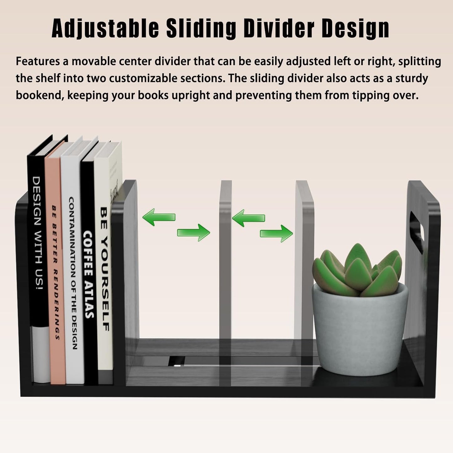 100% Solid Wood Adjustable Desktop Bookshelf / Black