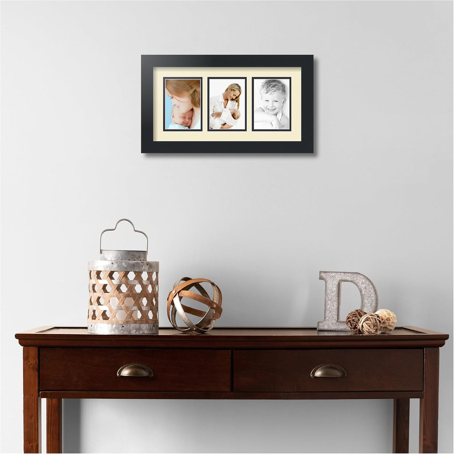 ArtToFrames Collage Picture Frame 3 Opening 3-3.5x5 Photo Frame | Made in USA | Black Frame Oyster and Black Mats
