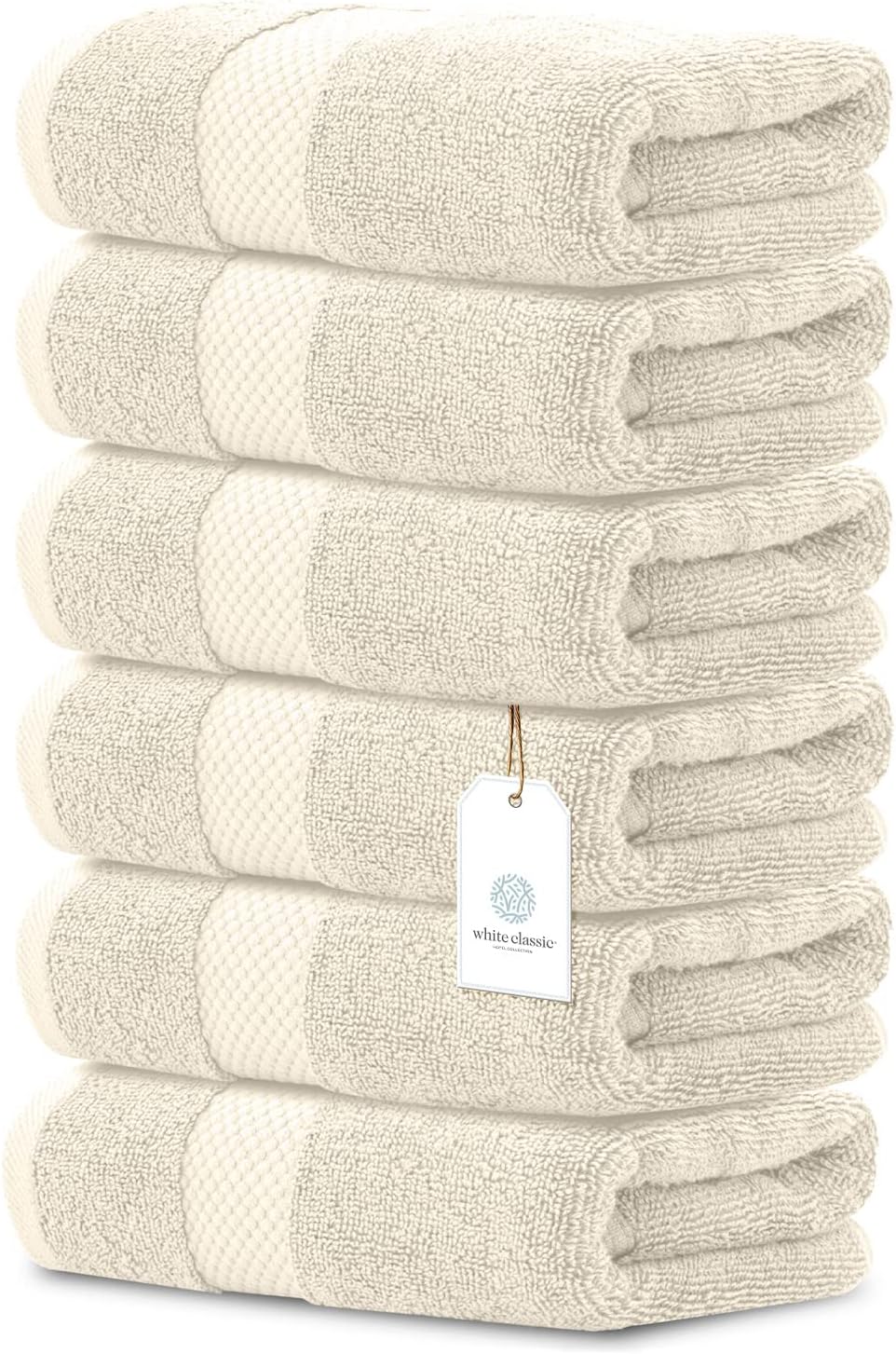 White Classic Luxury Ivory Hand Towels - Soft 100% Turkish Cotton | Highly Absorbent Hotel spa Bathroom Towel
