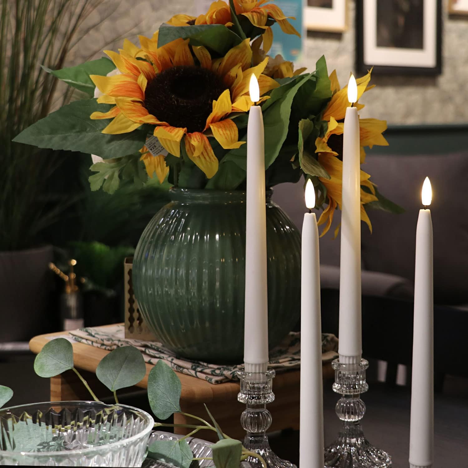 Flameless Taper Candles with Timer, Battery Operated Led Candle Sticks Real Wax Finished, 2 Remotes and Batteries