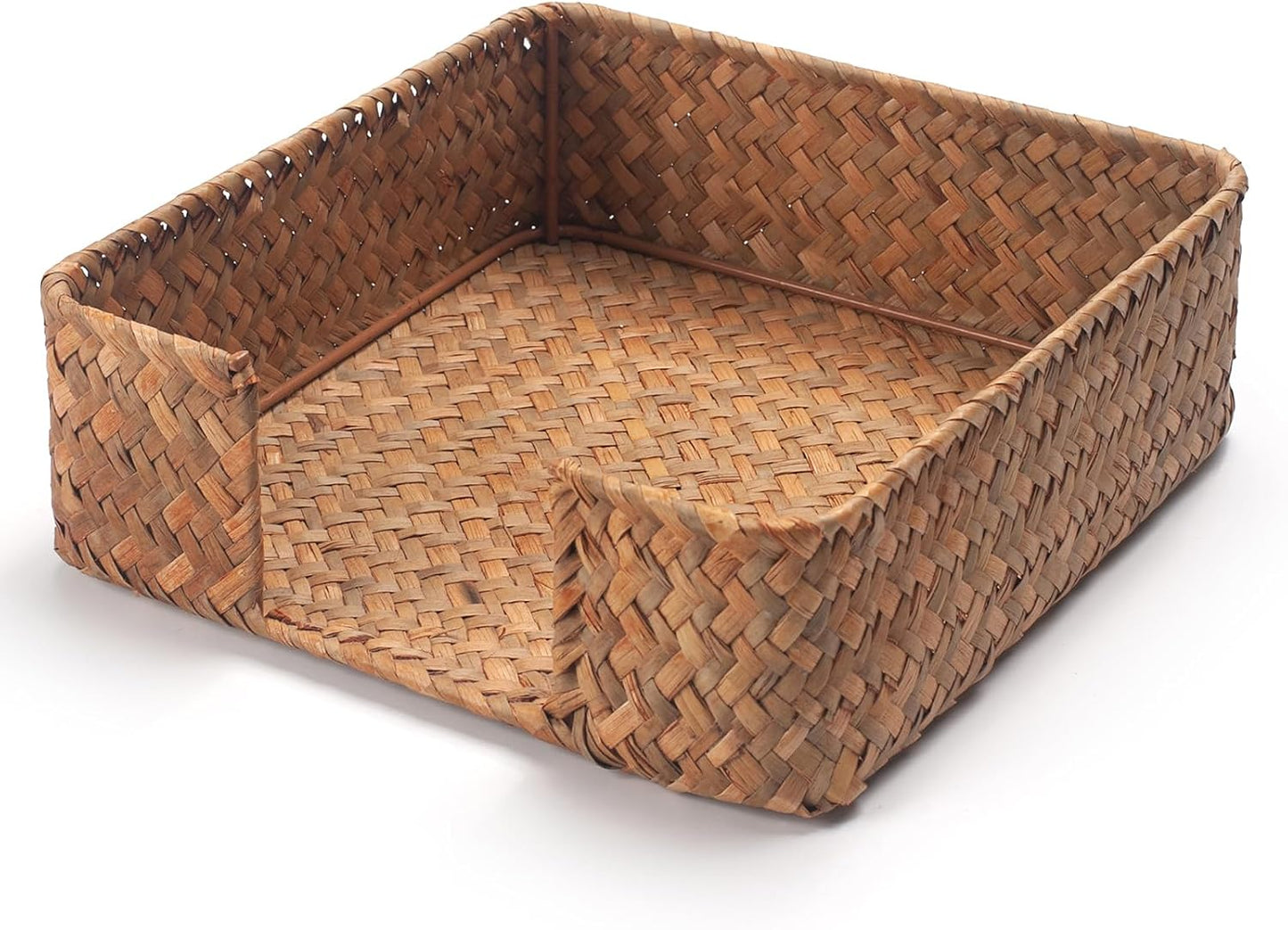 Seagrass Napkin Holder Woven Flat Napkin Basket Tray / Square / 7.5 x 7.5 x 2.5