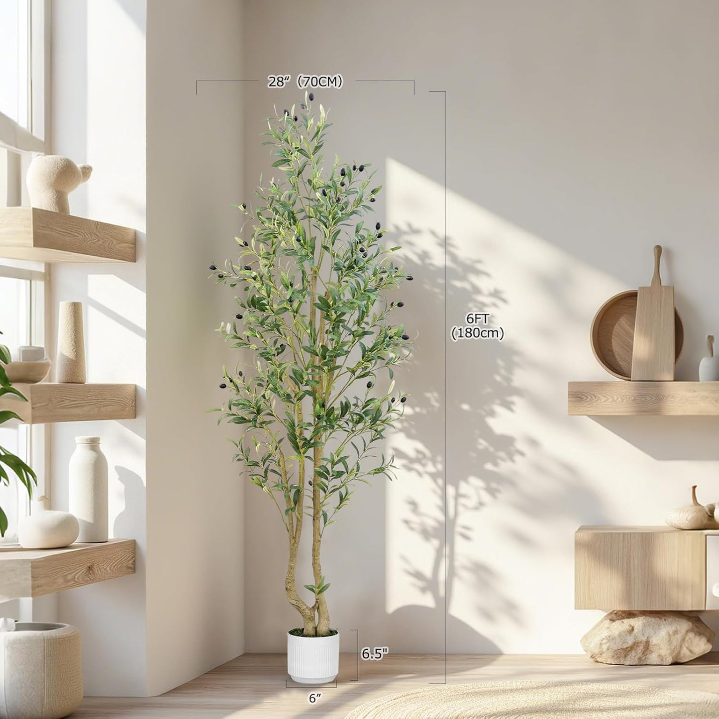 Faux Olive Tree / Olive Tree 6ft / White / 6 Inch