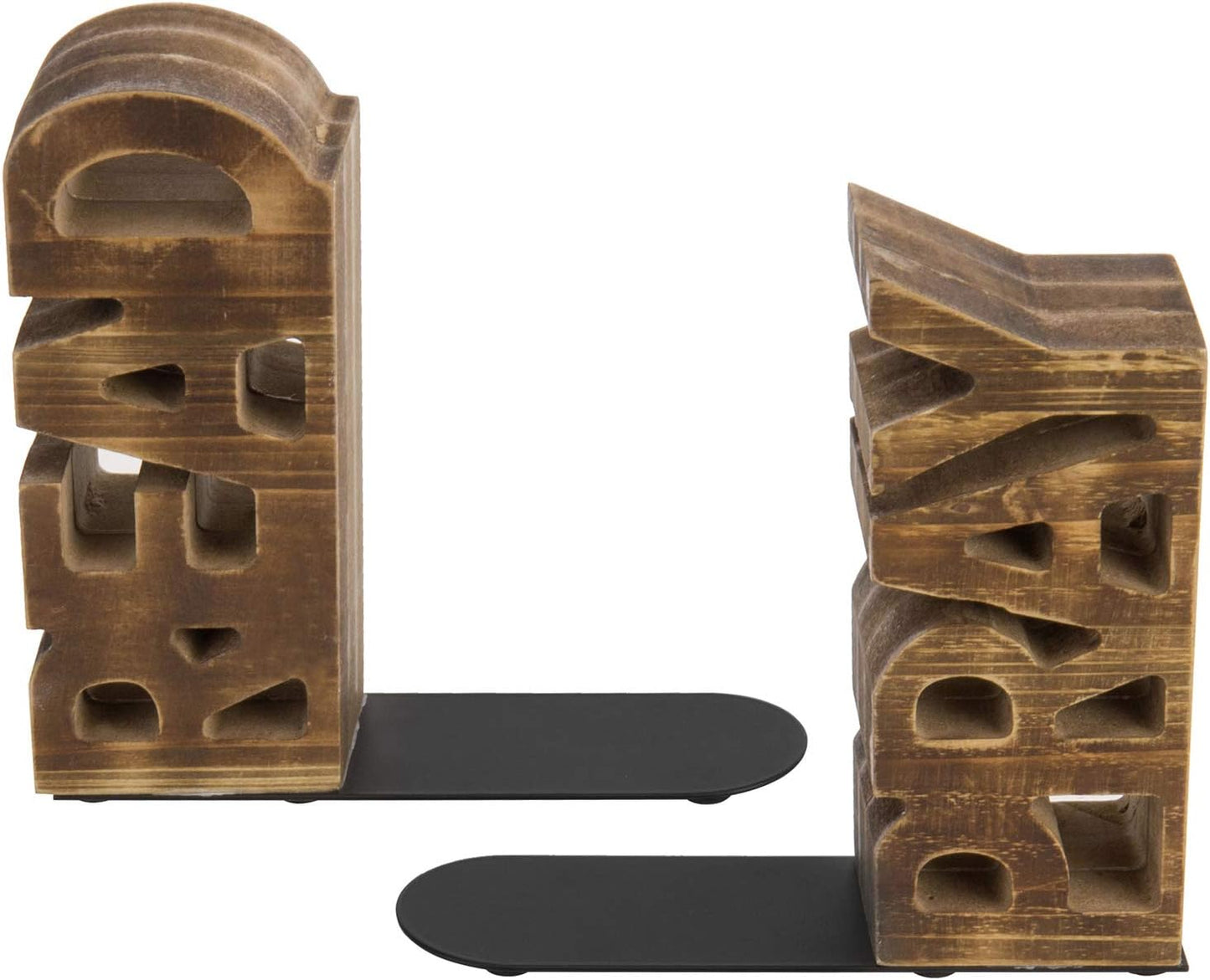 Wood Bookends Carved in Read and Pray Block Letters / Burnt Wood