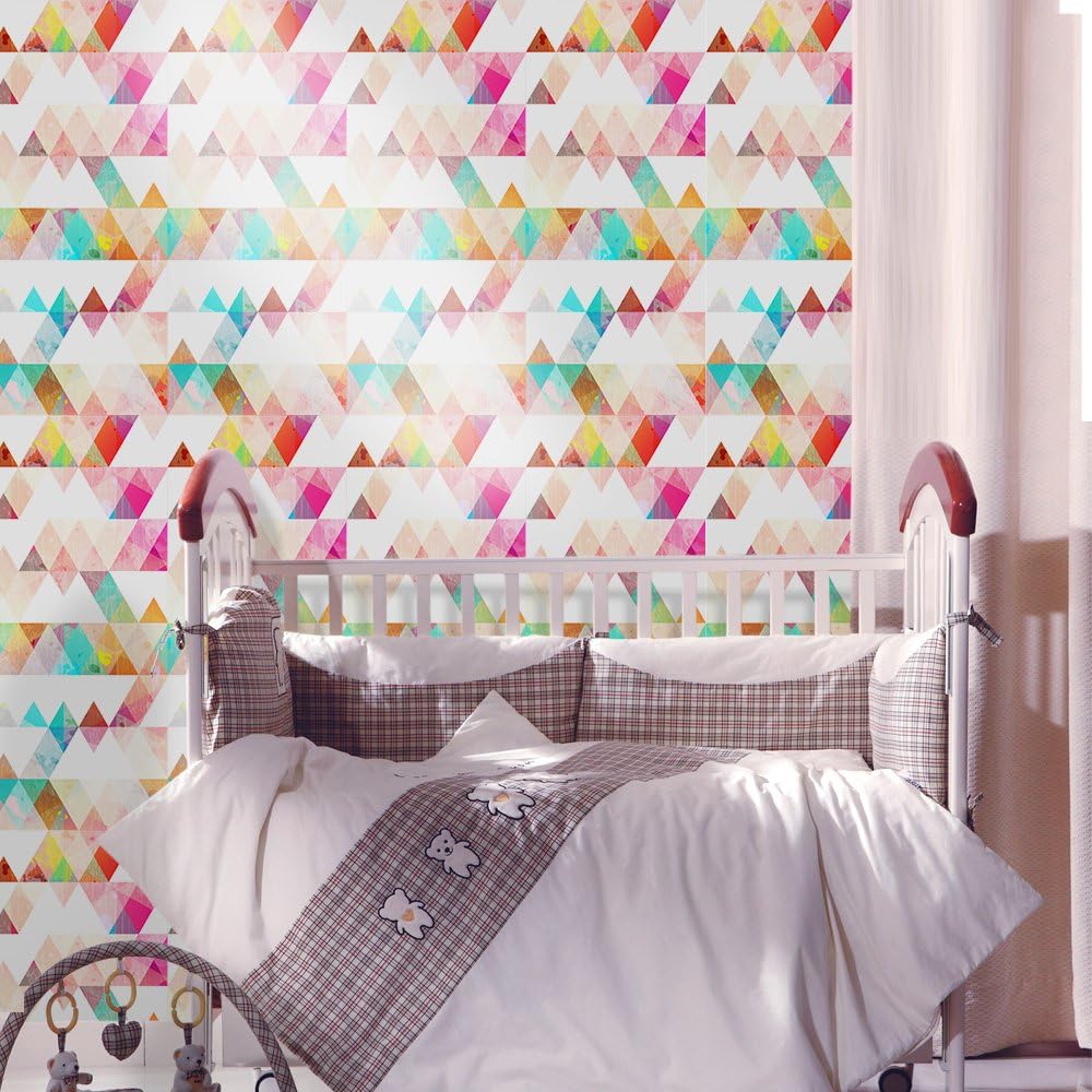 Removable Colorful Geometric Wall Decals DIY Large Modern Abstract Peel / Triangle / 15.8 x 98.4