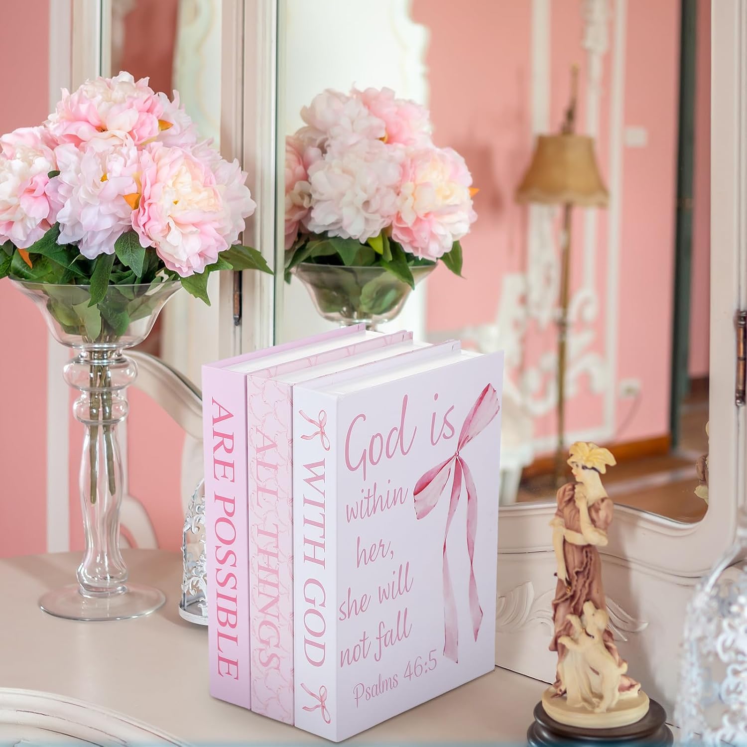 Bow Decorative Books / Pink / Set of 3
