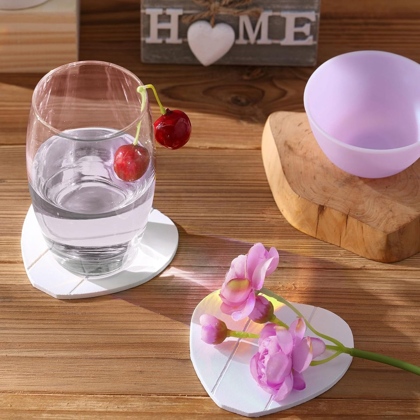 Wooden Heart Coasters House Warming Gifts New White Elephant Gifts / Home / Gray / Set of 6