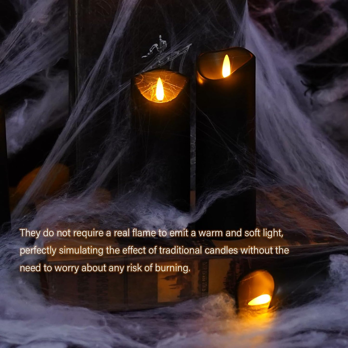 kakoya Flickering Flameless Candles, Battery Operated Plastic LED Pillar Candles with Remote Control and Timer, Set of