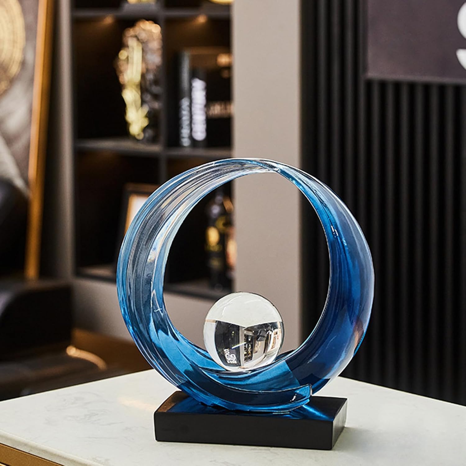 Wave Resin Origami Statue Modern Abstract Home Decoration Sculpture Abstract Office Desk / Blue