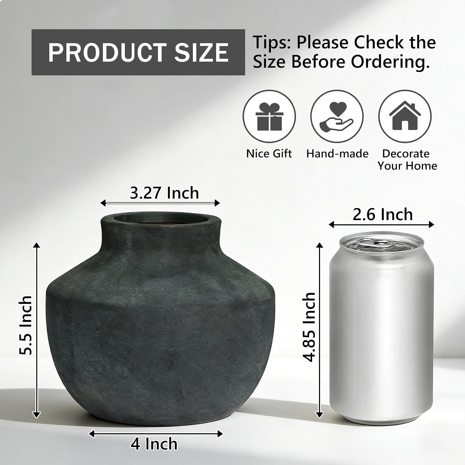 Ceramic Decorative Flower Vase / 5.5"h-black / 5.5 Inch