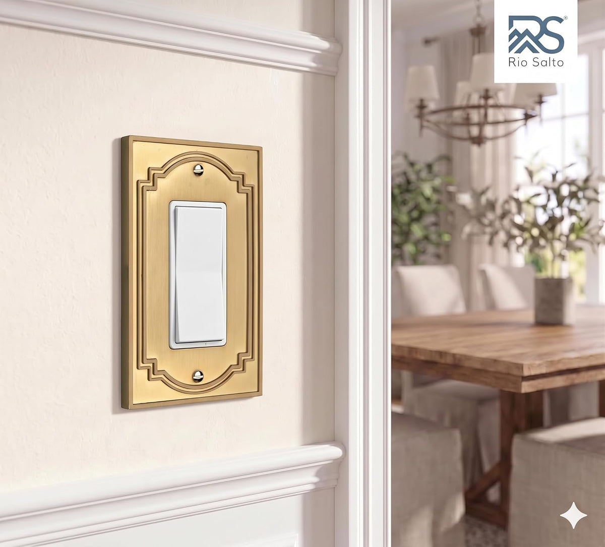 Rio Salto Gold Decorative Light Switch Cover Plate 4 Pack Rocker Switch Plate Decorator Paddle GFCI Metal Wall Plates —
